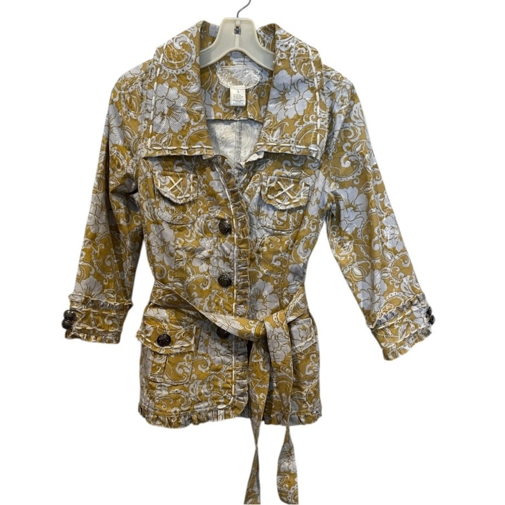 Nick & Mo mustard and gray floral cotton blend jacket blazer size small